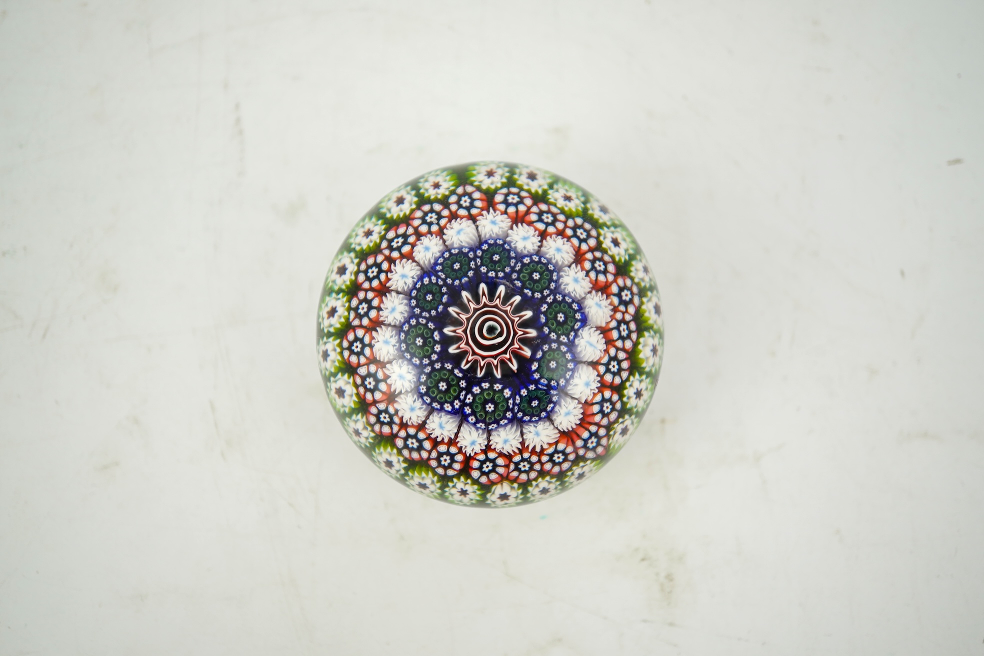 A rare St. Louis concentric millefiori paperweight, mid 19th century